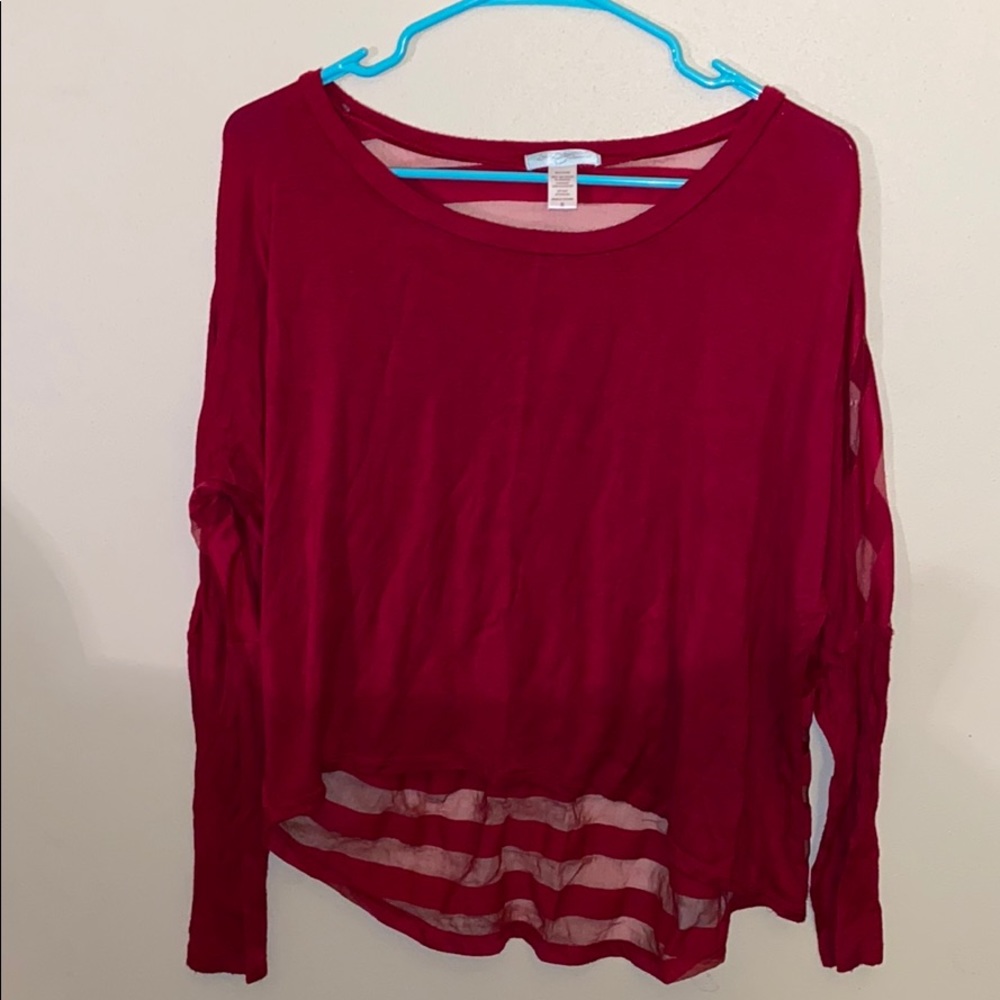 Long sleeve shirt with see through back